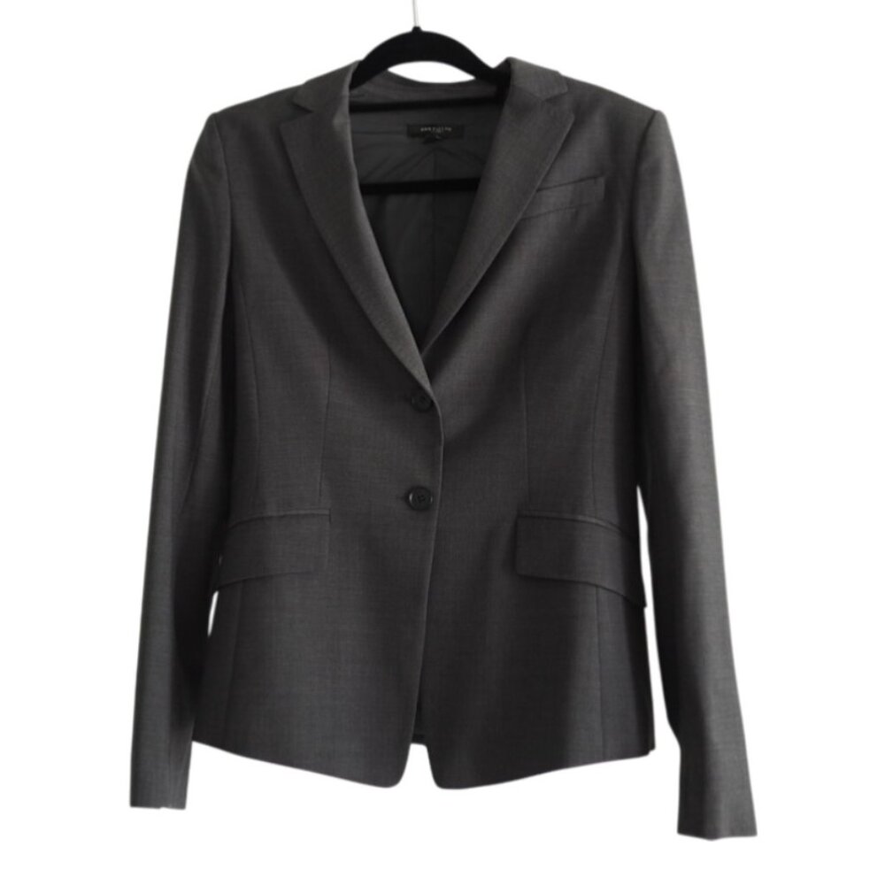 Ann Taylor Wool‑Blend Dark Grey Tailored Blazer Size Women’s 6T (Tall)